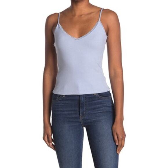 NWT Abound Lace Trim Ribbed Cami Medium Blue - Picture 1 of 2